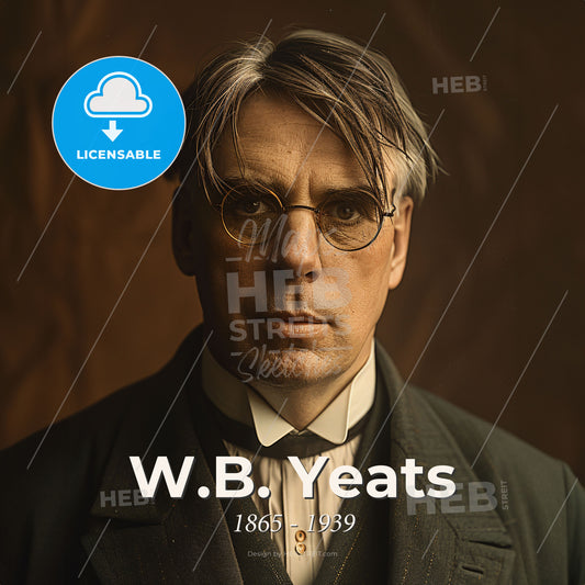 W.B. Yeats, 1865 - 1939, Irish poet - A Man Wearing Glasses And A Suit Print Template