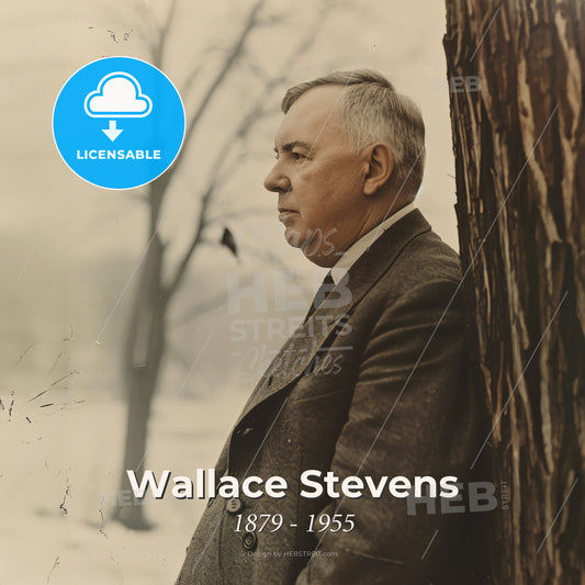 Wallace Stevens, 1879 - 1955, American poet - A Man Leaning Against A Tree Print Template