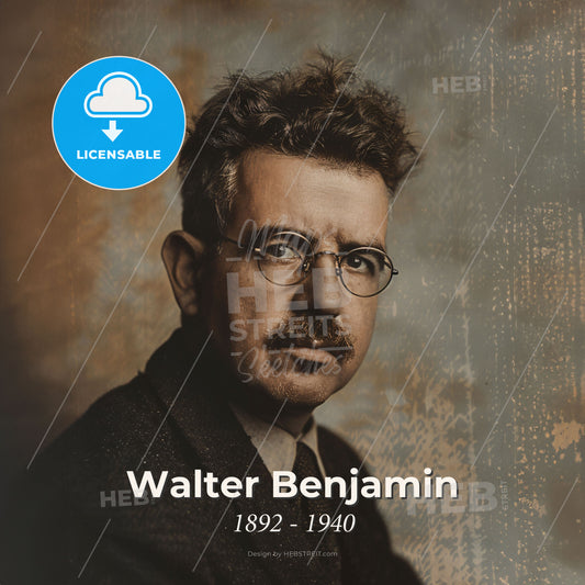 Walter Benjamin, 1892 - 1940, German philosopher - A Man With A Mustache Wearing Glasses Print Template