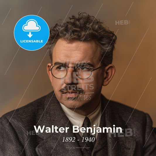 Walter Benjamin, 1892 - 1940, German philosopher - A Man With Curly Hair Wearing Glasses And A Suit Print Template