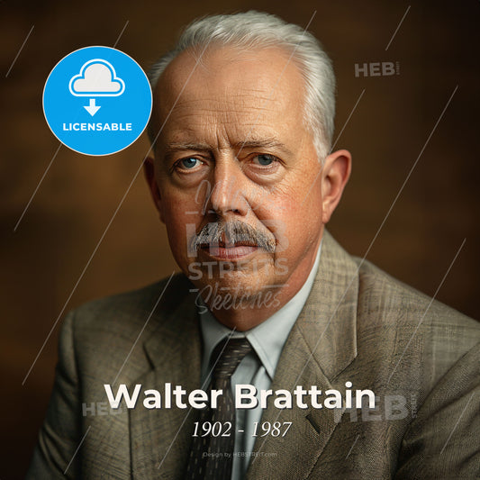 Walter Brattain, 1902 - 1987, American physicist - A Man With A Mustache Wearing A Suit And Tie Print Template