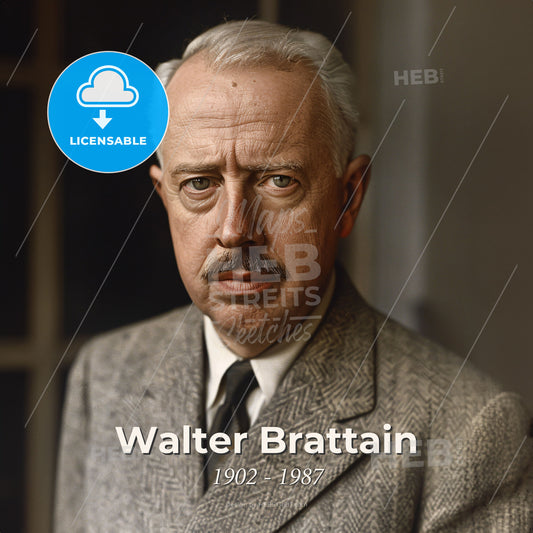 Walter Brattain, 1902 - 1987, American physicist - A Man With A Mustache Wearing A Suit And Tie Print Template