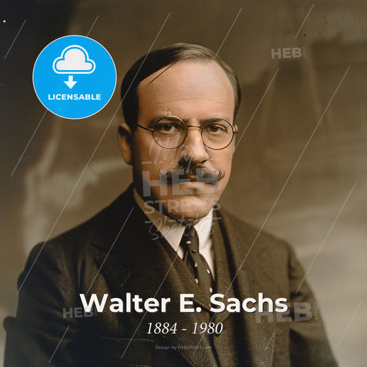 Walter E. Sachs, 1884 - 1980, American investment banker - A Man With A Mustache Wearing A Suit And Tie Print Template