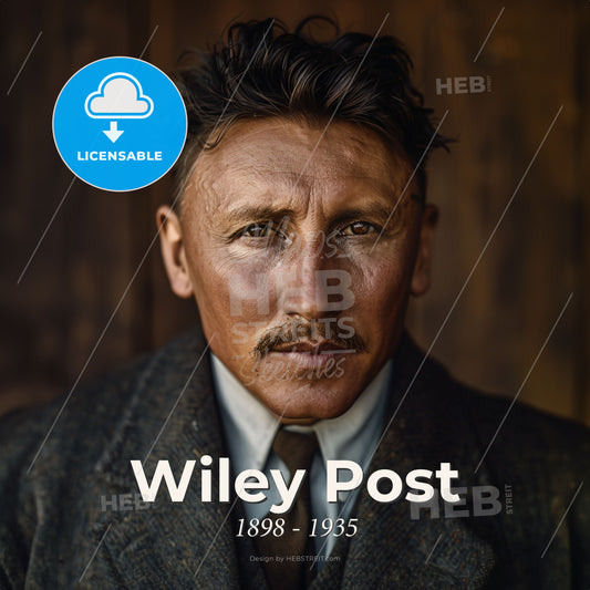 Wiley Post, 1898 - 1935, American aviator and navigator - A Man With A Mustache And A Suit Print Template