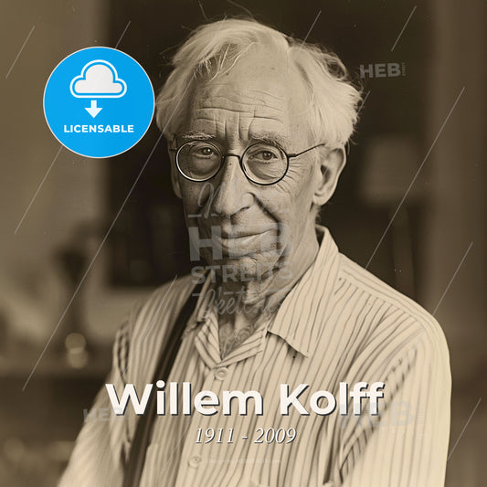 Willem Kolff, 1911 - 2009, Dutch-American physician - A Man Wearing Glasses And A Striped Shirt Print Template