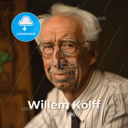 Willem Kolff, 1911 - 2009, Dutch-American physician - A Man Wearing Glasses And A Striped Shirt Print Template