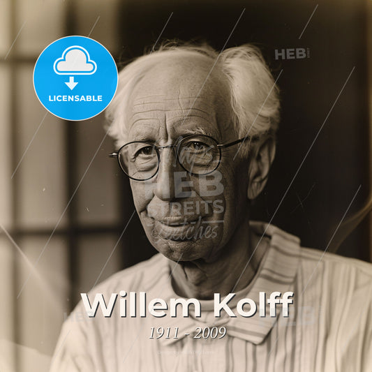 Willem Kolff, 1911 - 2009, Dutch-American physician - An Old Man Wearing Glasses Print Template