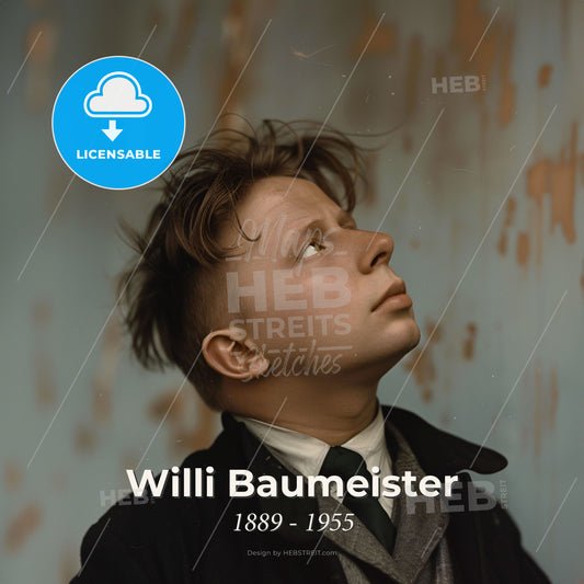 Willi Baumeister, 1889 - 1955, German painter and stage designer - A Man Looking Up To The Side Print Template