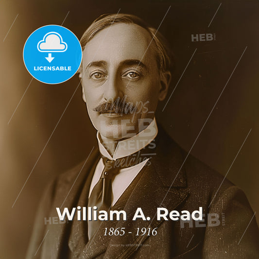 William A. Read, 1865 - 1916, American investment banker - A Man With A Mustache Wearing A Suit And Tie Print Template