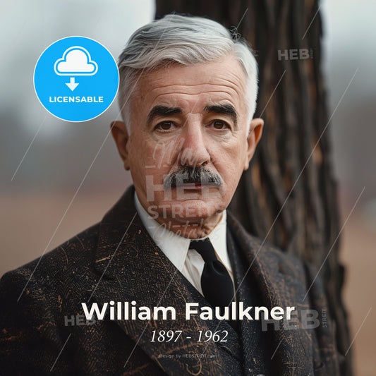 William Faulkner, 1897 - 1962, American writer - A Man With A Mustache Wearing A Suit And Tie Print Template