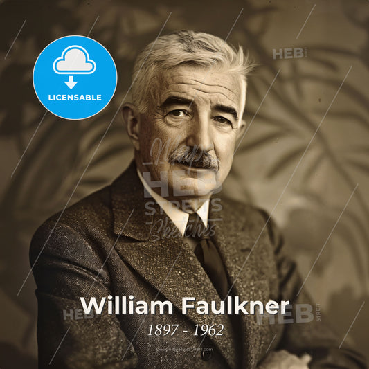William Faulkner, 1897 - 1962, American writer - A Man In A Suit And Tie Print Template