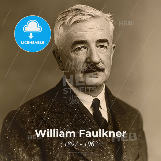 William Faulkner, 1897 - 1962, American writer - A Man With A Mustache Wearing A Suit And Tie Print Template