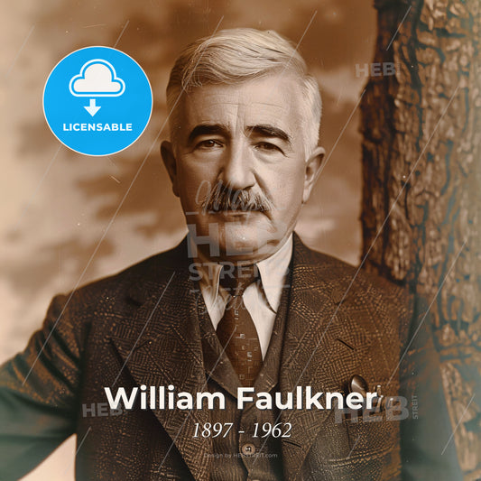 William Faulkner, 1897 - 1962, American writer - A Man In A Suit And Tie Print Template