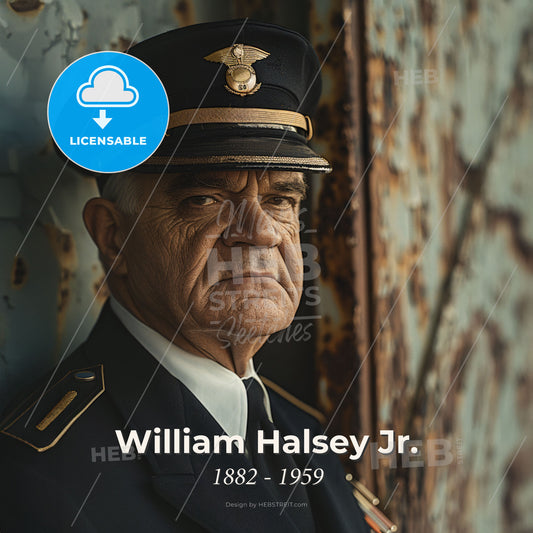 William Halsey Jr., 1882 - 1959, American Fleet Admiral - A Man In A Uniform Print Template