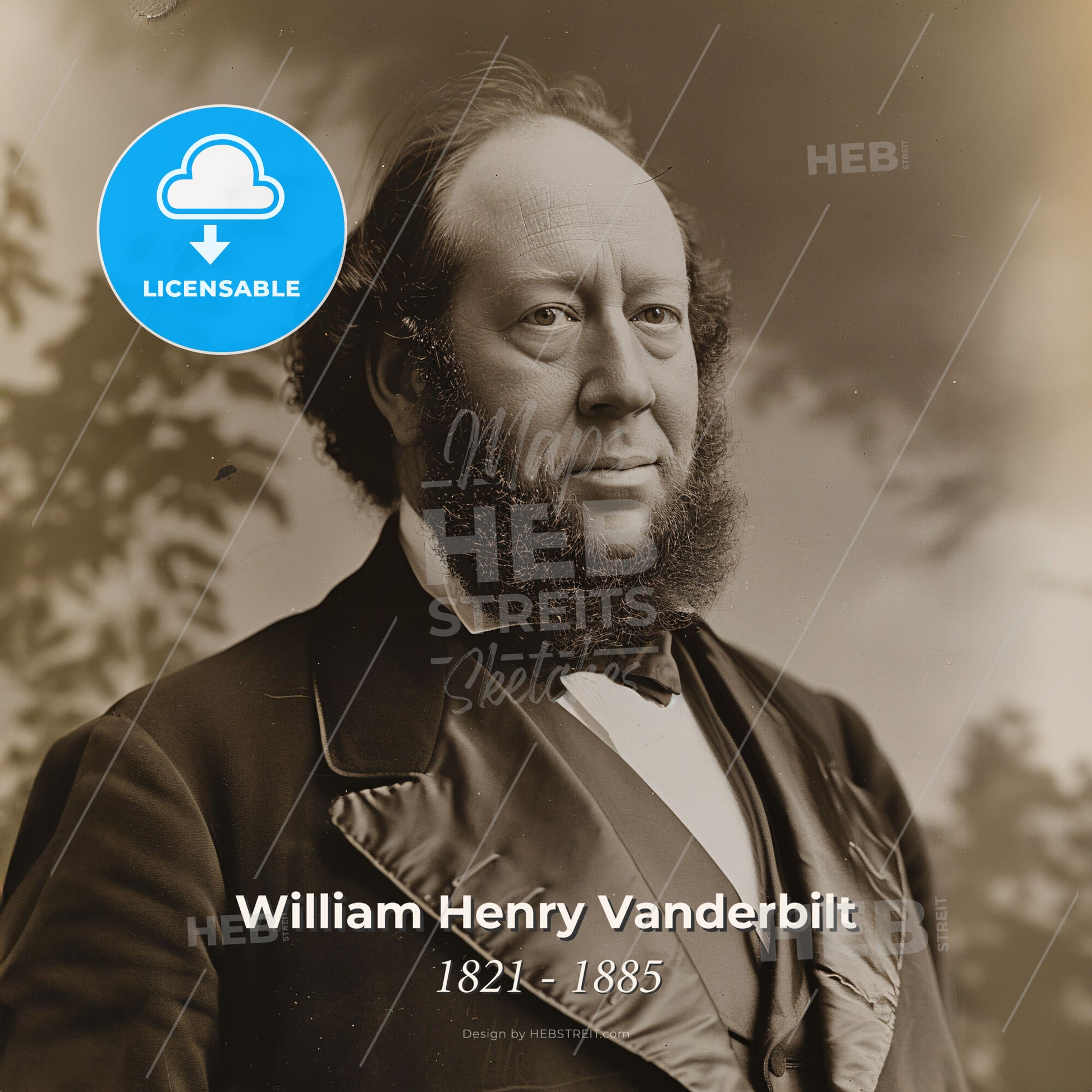 William Henry Vanderbilt, 1821 - 1885, American businessman - A Man With A Beard Print Template