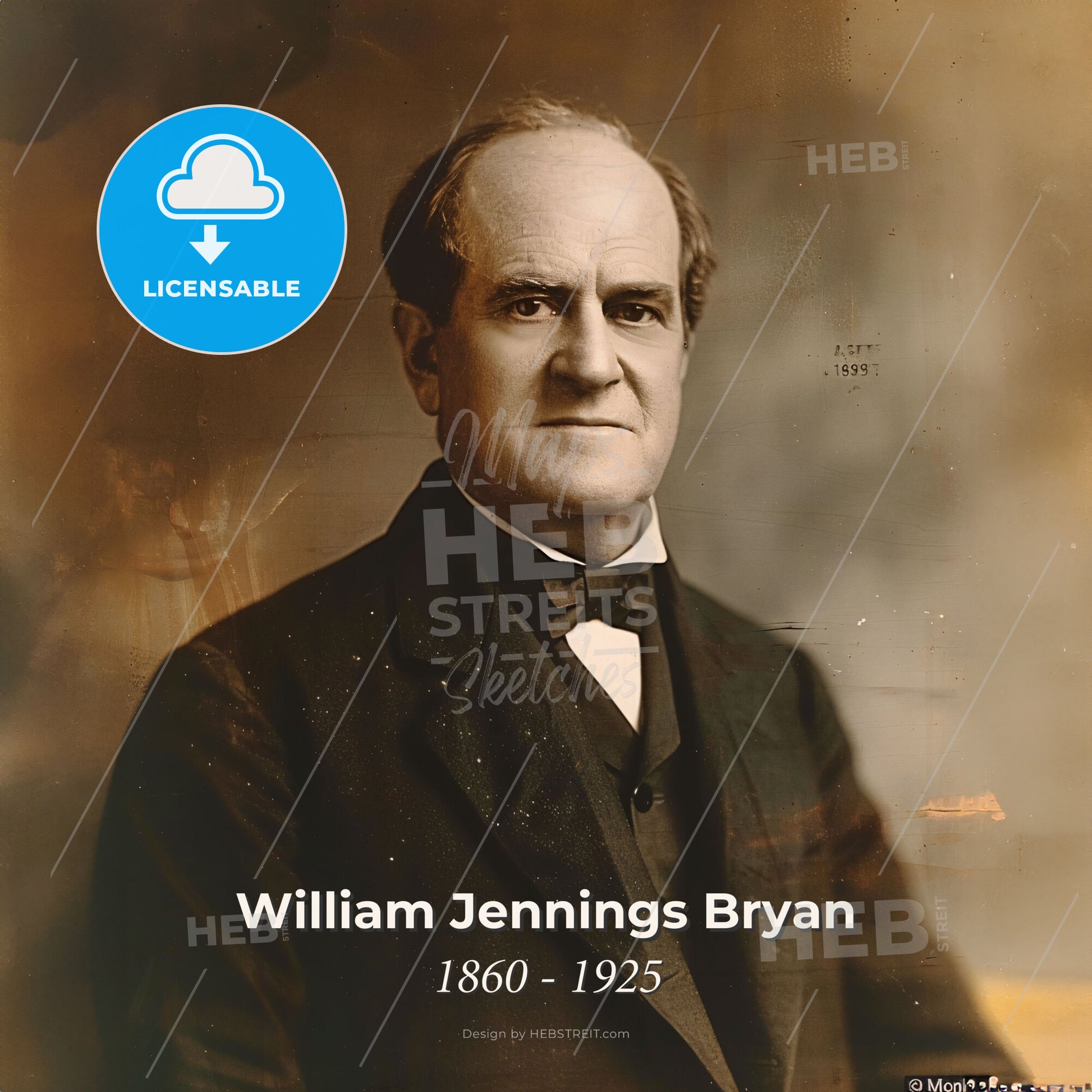 William Jennings Bryan, 1860 - 1925, American lawyer and politician - A Man In A Suit And Bow Tie Print Template