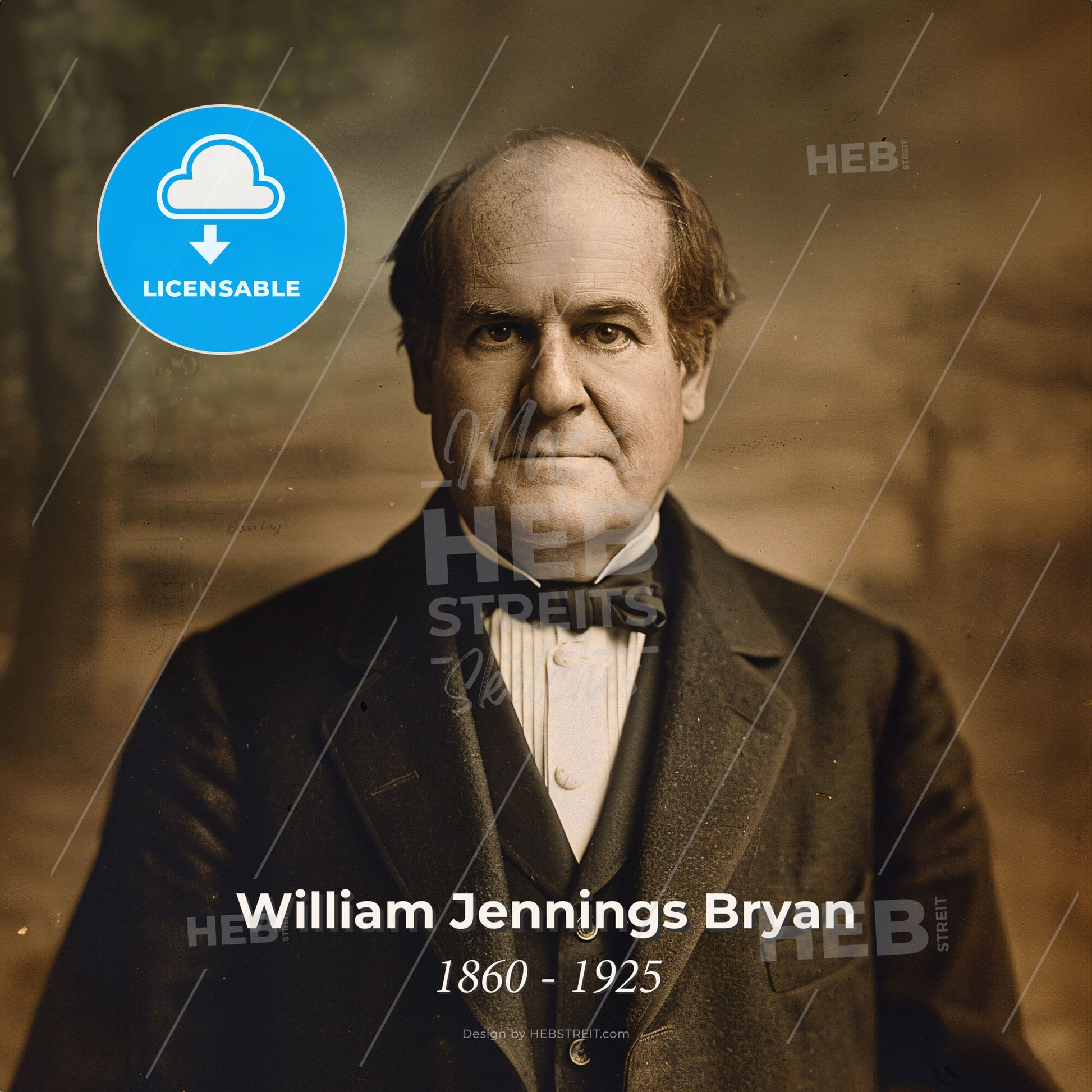 William Jennings Bryan, 1860 - 1925, American lawyer and politician - A Man In A Suit Print Template