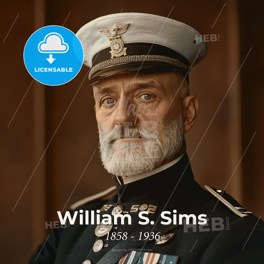 William S. Sims, 1858 - 1936, American Admiral - A Man In A Military Uniform Print Template