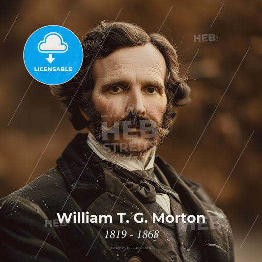 William T. G. Morton, 1819 - 1868, American dentist and anesthesiologist - A Man With A Mustache Print Template