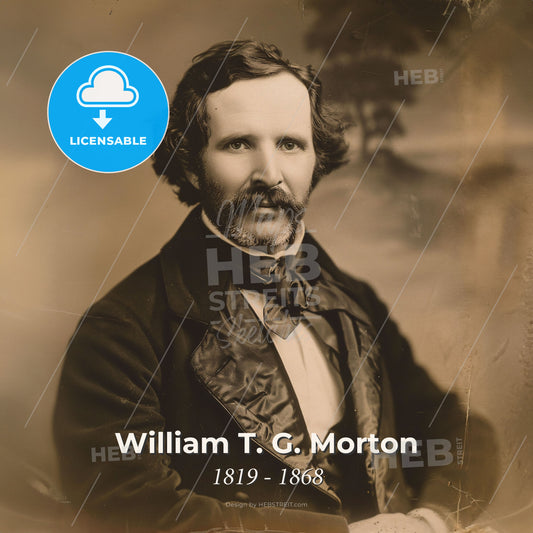 William T. G. Morton, 1819 - 1868, American dentist and anesthesiologist - A Man With A Mustache And A Bow Tie Print Template
