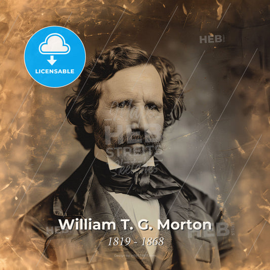 William T. G. Morton, 1819 - 1868, American dentist and anesthesiologist - A Man With A Mustache Print Template