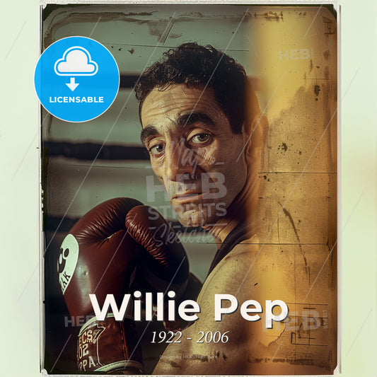 Willie Pep, 1922 - 2006, American featherweight boxer - A Man Wearing Boxing Gloves Print Template