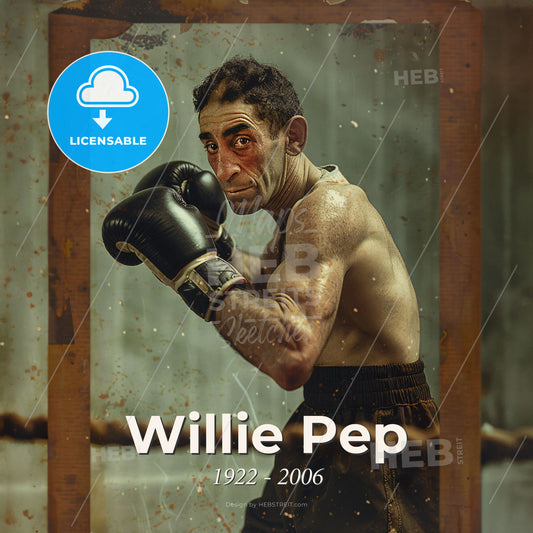 Willie Pep, 1922 - 2006, American featherweight boxer - A Man Wearing Boxing Gloves Print Template