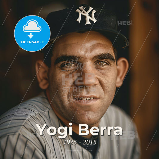 Yogi Berra, 1925 - 2015, American baseball player - A Man Wearing A Baseball Cap Print Template