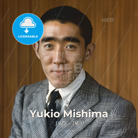 Yukio Mishima, 1925 - 1970, Japanese writer - A Man In A Suit Print Template