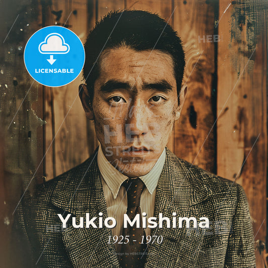 Yukio Mishima, 1925 - 1970, Japanese writer - A Man In A Suit Print Template