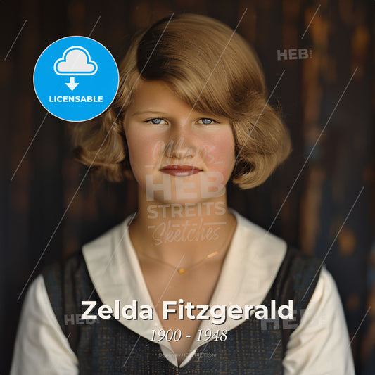Zelda Fitzgerald, 1900 - 1948, American novelist and socialite - A Woman With Short Blonde Hair Print Template