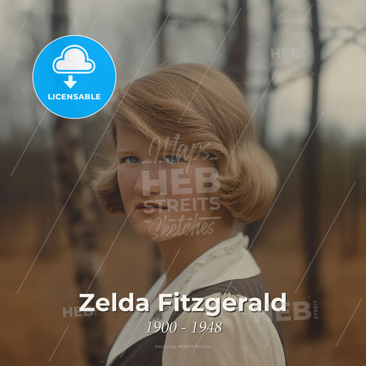 Zelda Fitzgerald, 1900 - 1948, American novelist and socialite - A Woman With Blonde Hair Print Template