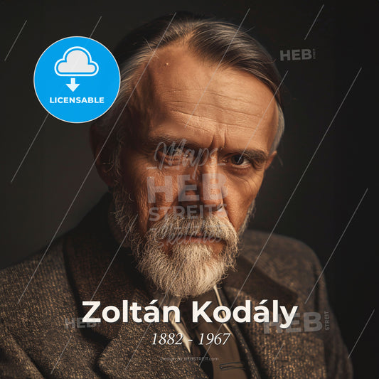 Zoltán Kodály, 1882 - 1967, Hungarian composer - A Man With A Beard And Mustache Wearing A Suit Print Template