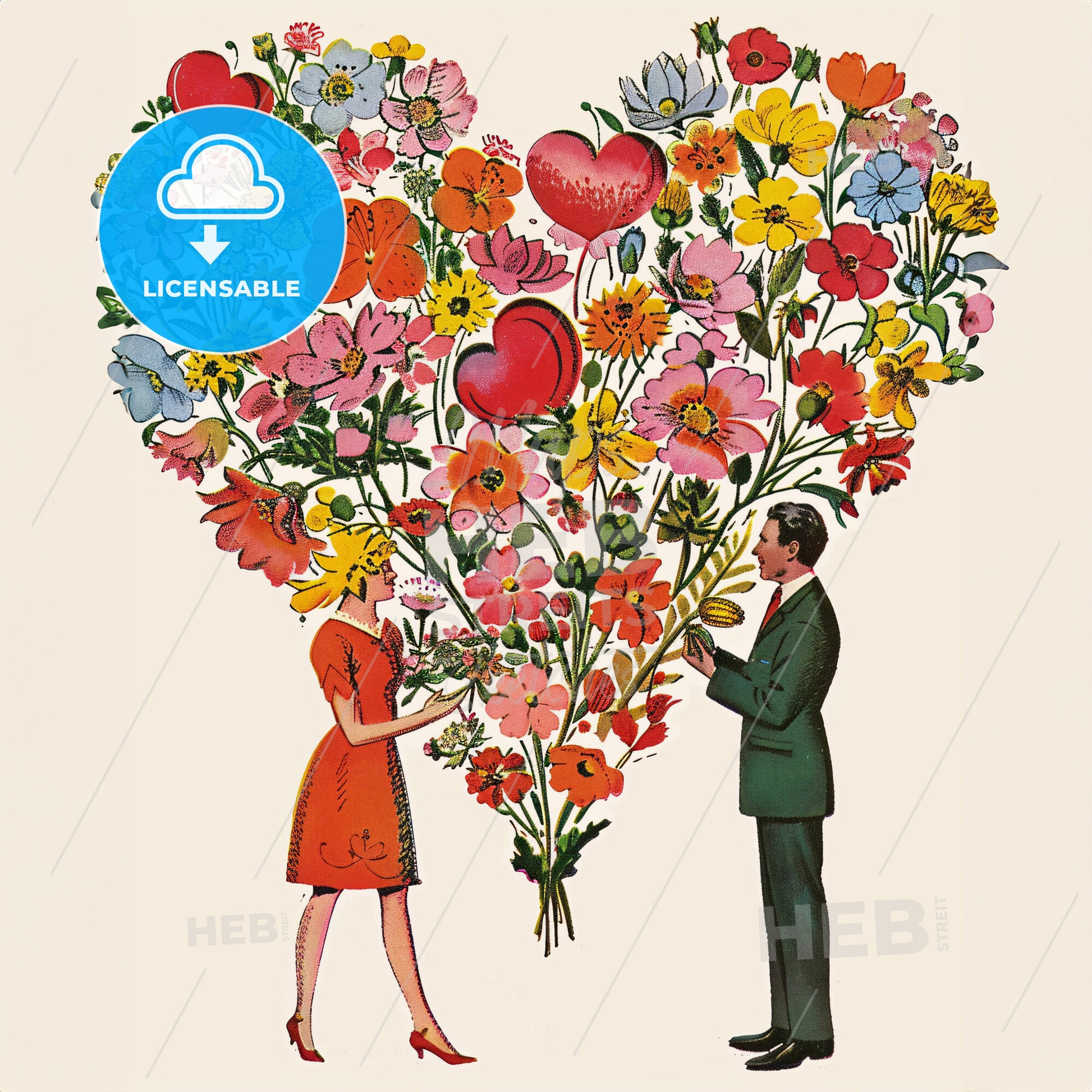 A Man And Woman Holding Flowers