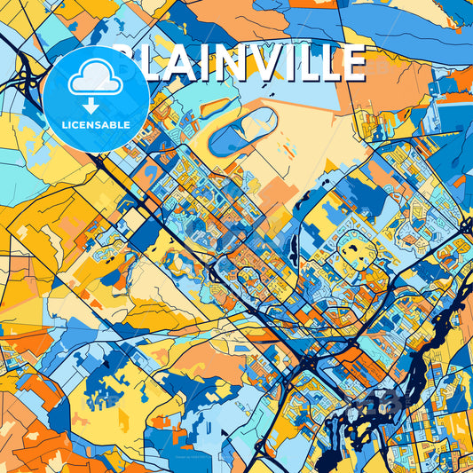 Vibrant Blainville, Quebec, Canada vector art map template