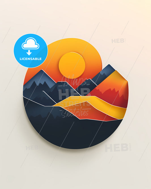 Modern mountain landscape painting with vibrant colors for minimalist geographical data visualization companies
