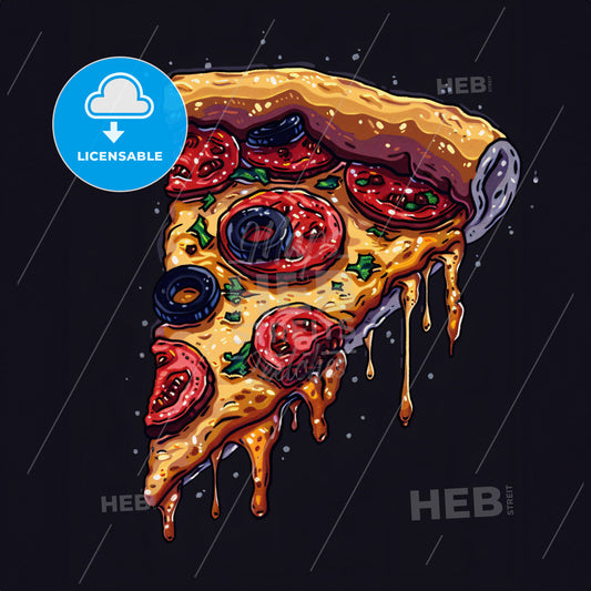 4-Bit Pixel Art Of A Slice Of Pizza Floatin - A Slice Of Pizza With Cheese And Tomatoes