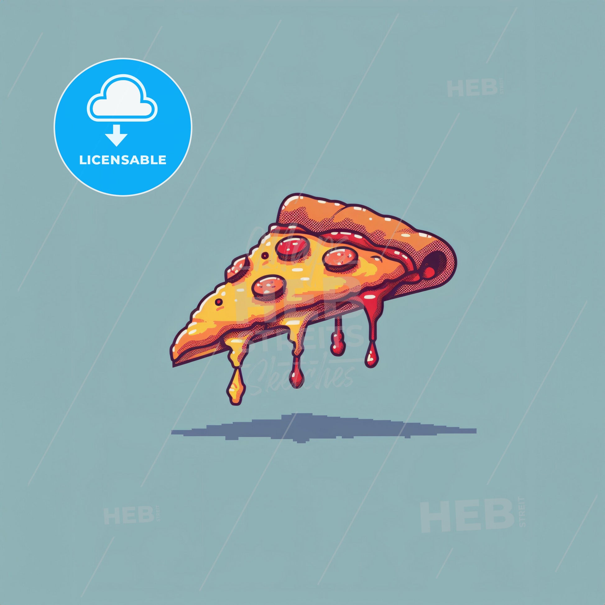 4-Bit Pixel Art Of A Slice Of Pizza Floatin - A Slice Of Pizza With Melted Cheese