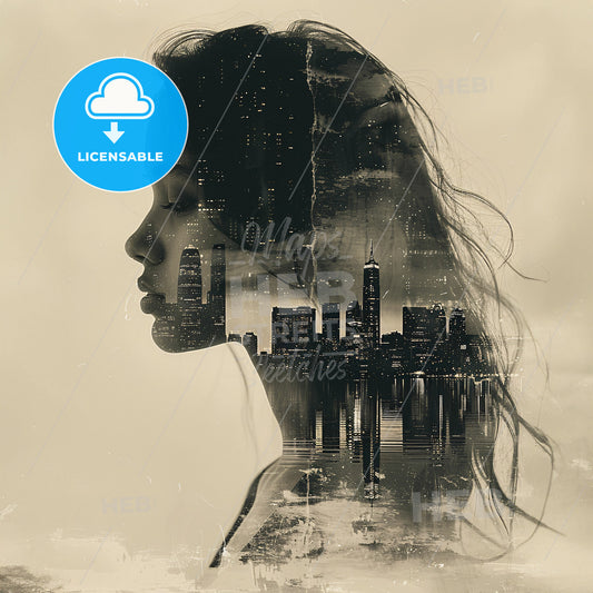 50 Shades of Earl Grey - A womans profile with a city in the background