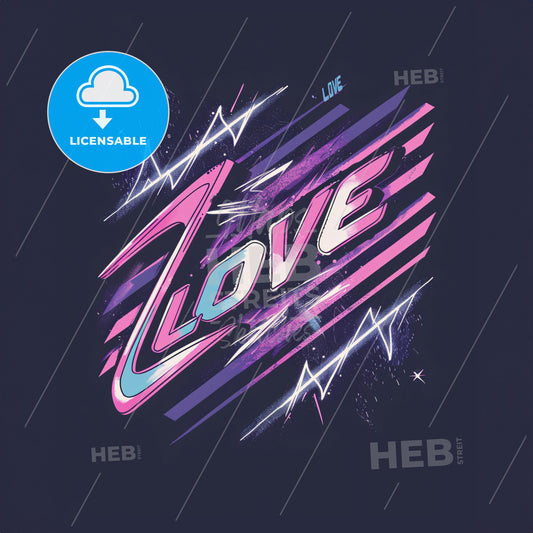 A Purple And Pink Text With White Lines And Lightnings