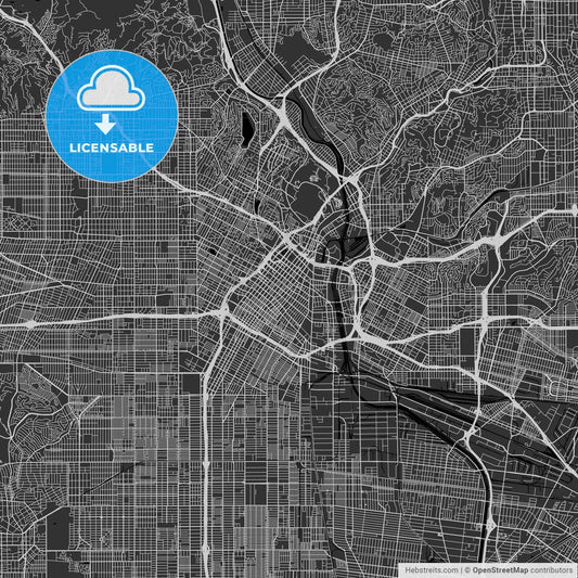 Los Angeles, California - Area Map - Dark