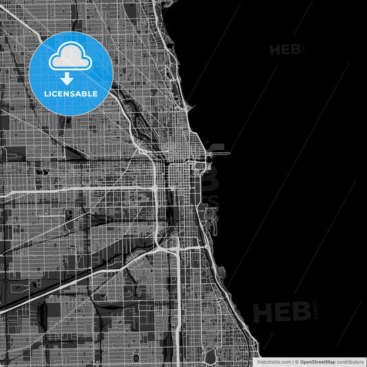 Chicago, Illinois - Area Map - Dark