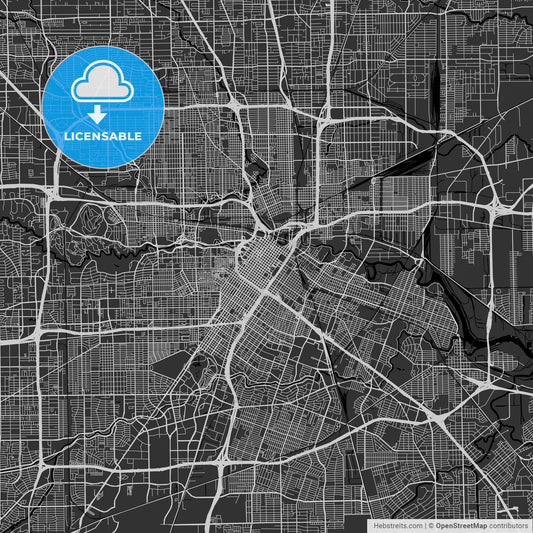 Houston, Texas - Area Map - Dark