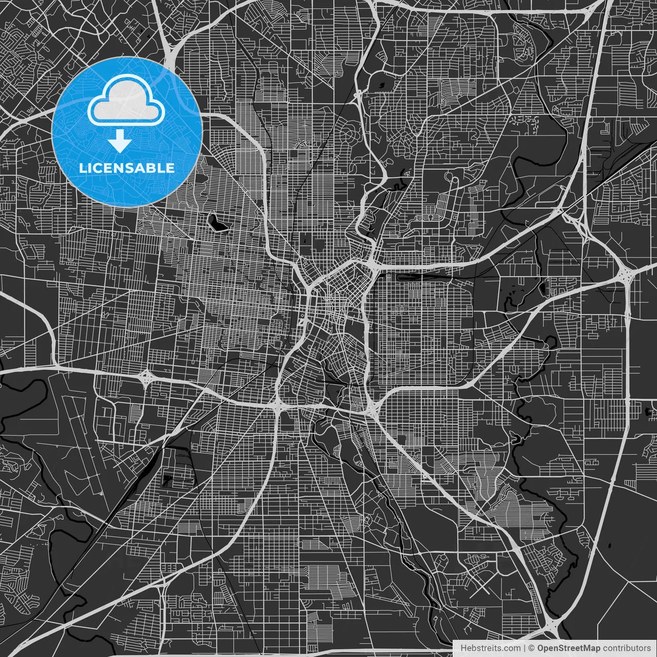 San Antonio, Texas - Area Map - Dark