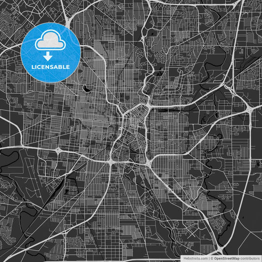 San Antonio, Texas - Area Map - Dark