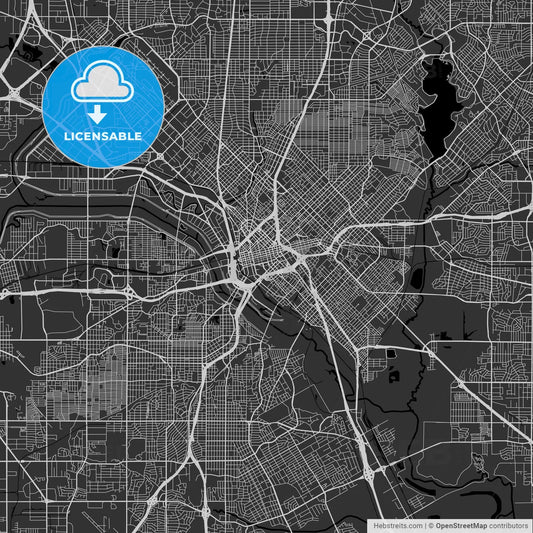 Dallas, Texas - Area Map - Dark