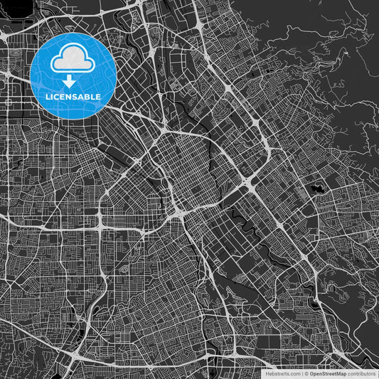 San Jose, California - Area Map - Dark