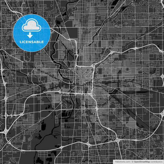 Indianapolis, Indiana - Area Map - Dark