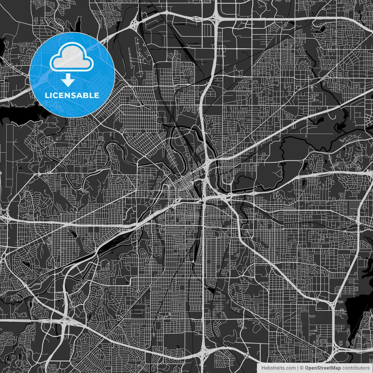 Fort Worth, Texas - Area Map - Dark