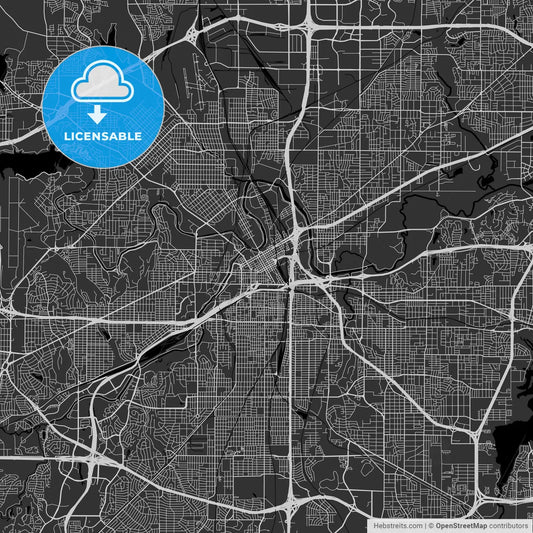 Fort Worth, Texas - Area Map - Dark